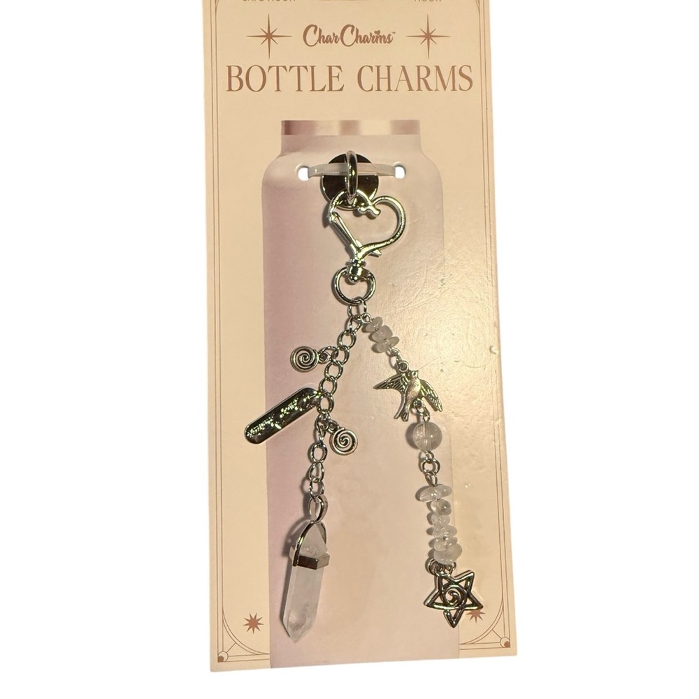 CharCharms Stick-On Hook Charm Water Bottle Charm White Quartz Metal Zen New